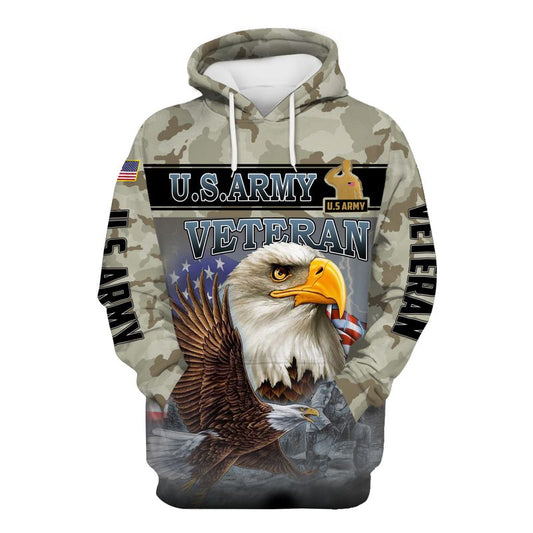 Joycorners United States Veteran U.S Army Soldier On The Beach In Thunder Storm Flying Eagle All Over Printed 3D Shirts