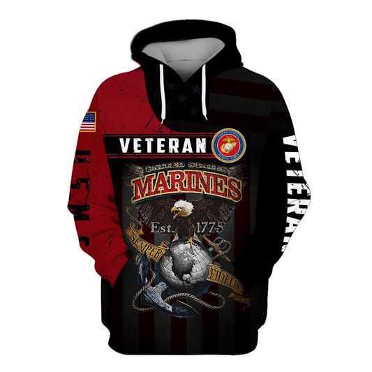 Joycorners U.S.M.C Veteran Semper Fidelis Est.1775 All Over Printed 3D Shirts