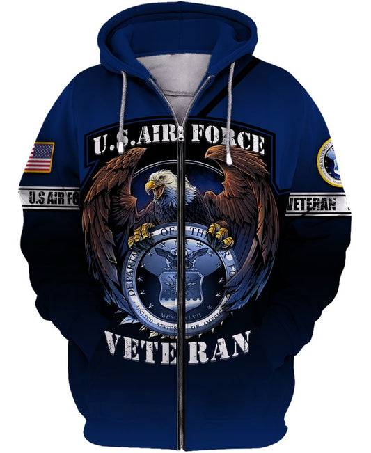 Joycorners U.S.A.F Veteran Eagle Department Of The Air Force Blue 3D All Over Printed Shirts