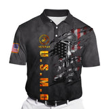 Joycorners U.S.M.C United States Marine Corps U.S.M.C Veteran Honor The Fallen Scratching U.S Flag Dark Gray 3D All Over Printed Shirts
