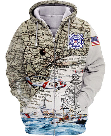 Joycorners U.S Coast Guard Ship And Map 2 All Over Printed 3D Shirts