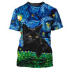 Joycorners Starry Night Black Kitten All Over Printed 3D Shirts