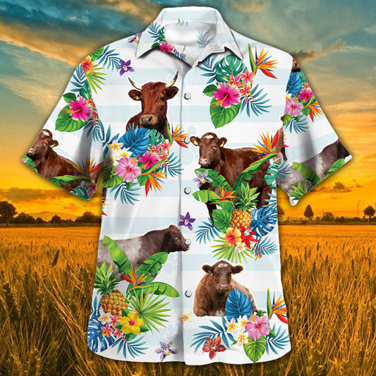 Joycorners Shorthorn Hawaiian Theme Plants Pineapple All Over Printed 3D Hawaiian Shirt