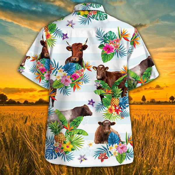 Joycorners Shorthorn Hawaiian Theme Plants Pineapple All Over Printed 3D Hawaiian Shirt