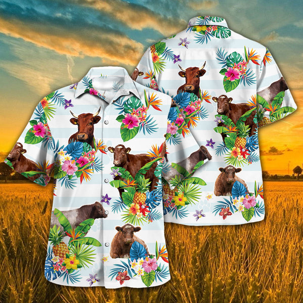 Joycorners Shorthorn Hawaiian Theme Plants Pineapple All Over Printed 3D Hawaiian Shirt