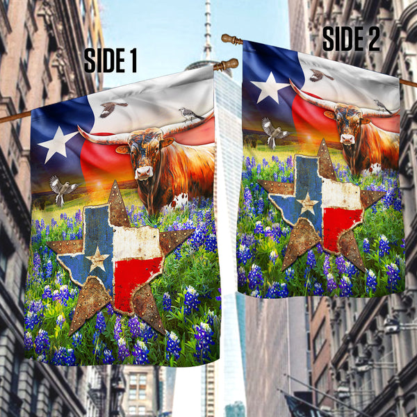 Joycorners Texas Flag Longhorn Cattle Texas Flag All Printed 3D Flag