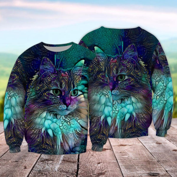 Joycorners Blue Cat Face All Over Printed 3D Shirts