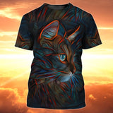 Joycorners Blue And Orange Cat Side Face All Over Printed 3D Shirts