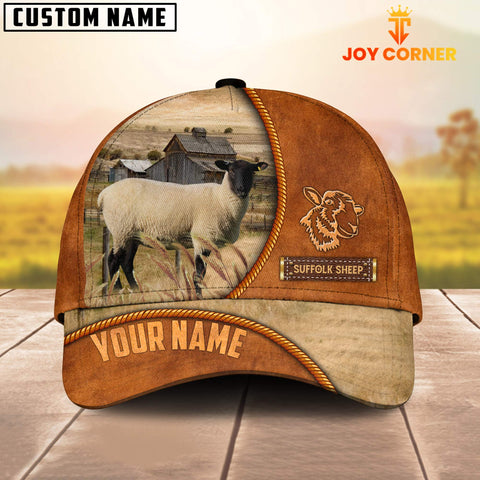 Joycorners Custom Name Suffolk Sheep Leather Pattern Cap