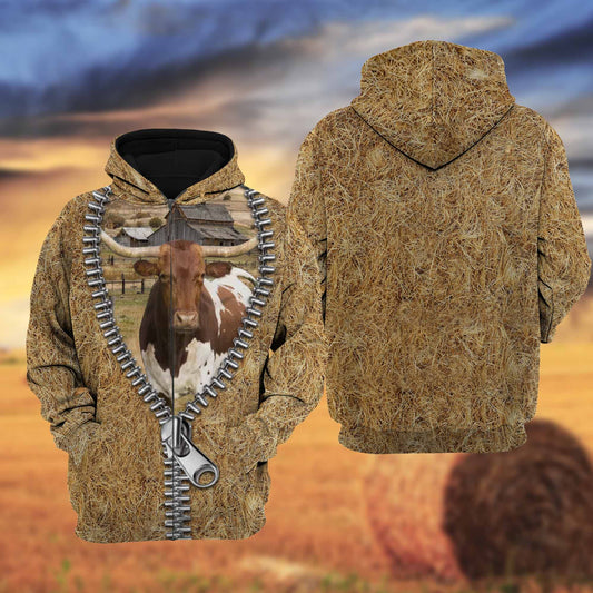 Joycorners Farm Texas Longhorn Cattle Hoodie