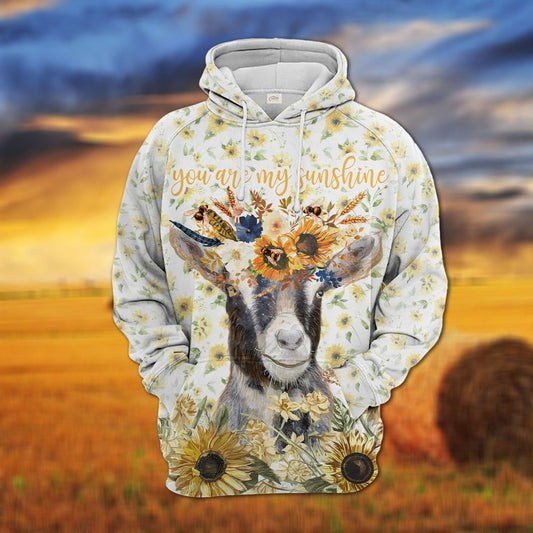 Joycorners Goat Sunflower Floral Pattern Hoodie