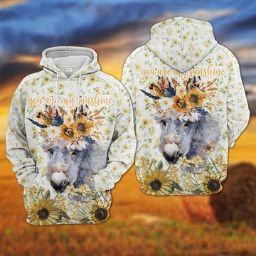 Joycorners Donkey Sunflower Floral Pattern Hoodie