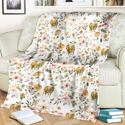 Joycorners Simmental Floral Pattern Blanket