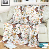 Joycorners Thoroughbred Horse Floral Pattern Blanket
