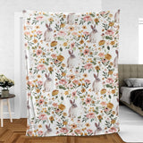 Joycorners Rabbit Floral Pattern Blanket
