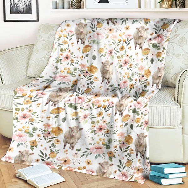 Joycorners Shorthorn Floral Pattern Blanket