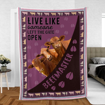Joycorners Beefmaster Hoof Pattern Purple Background Blanket