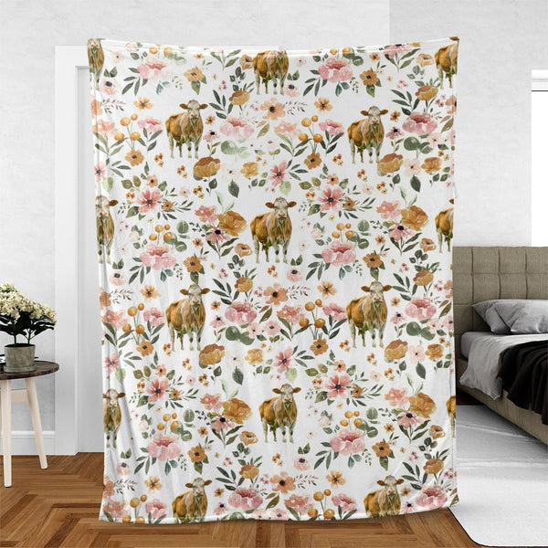 Joycorners Simmental Floral Pattern Blanket