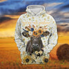 Joycorners Black Angus Sunflower Floral Pattern Hoodie