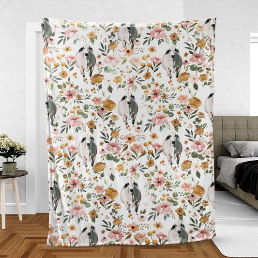 Joycorners White Brahman Floral Pattern Blanket