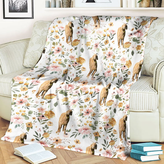 Joycorners Spanish Goat Floral Pattern Blanket