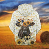 Joycorners Black Angus Sunflower Floral Pattern Hoodie