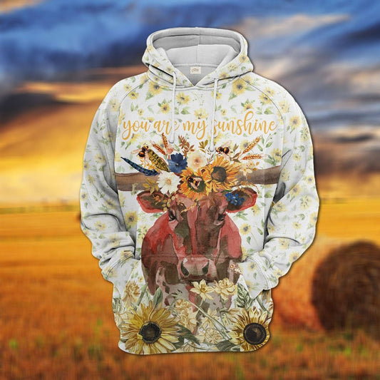 Joycorners Tx Longhorn Sunflower Floral Pattern Hoodie