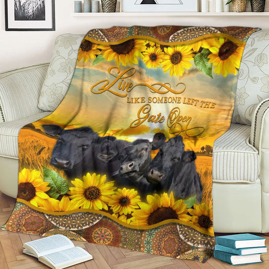 Joycorners Black Angus - Live Like Someone Left The Gate Open Blanket