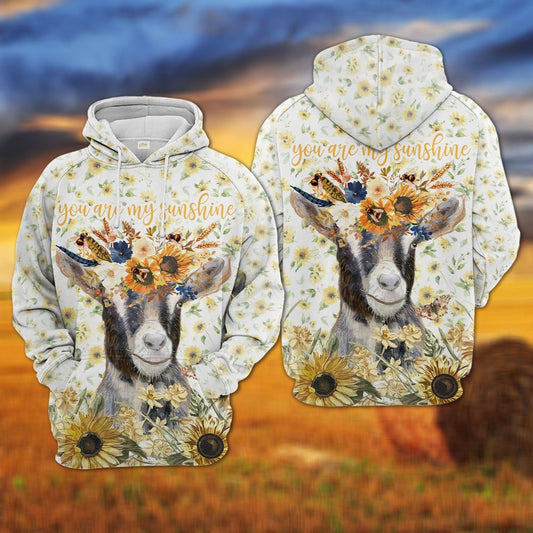 Joycorners Goat Sunflower Floral Pattern Hoodie