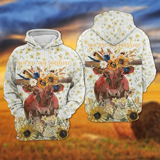 Joycorners Tx Longhorn Sunflower Floral Pattern Hoodie