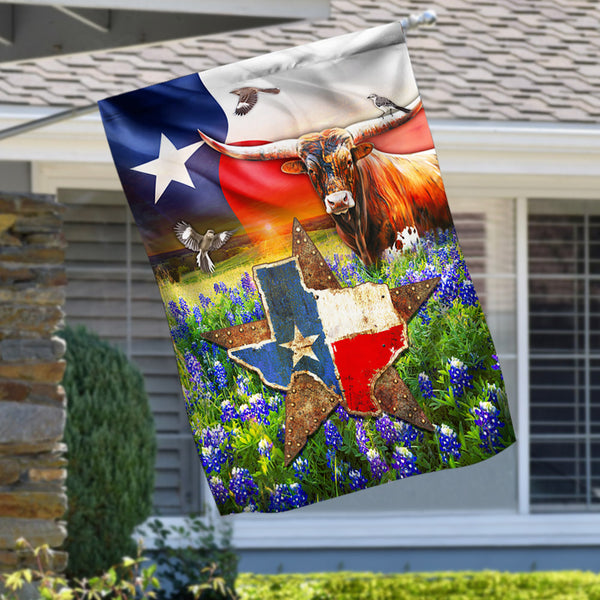 Joycorners Texas Flag Longhorn Cattle Texas Flag All Printed 3D Flag