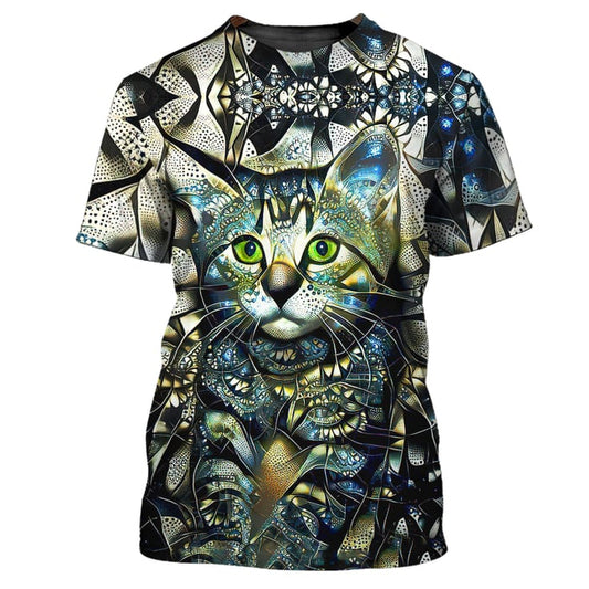 Joycorners Green Eyes Abstract Art Cat All Over Printed 3D Shirts