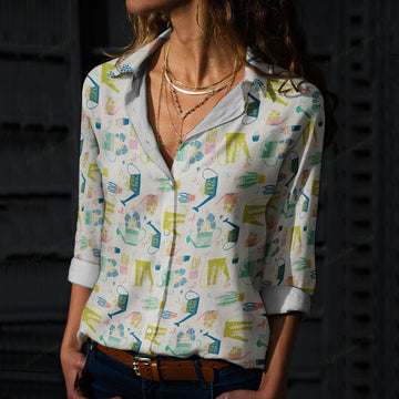 Joycorners Garden Tools Pattern Casual Shirt