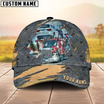 Joycorners Personalized Name Red Truck 02 Trucker Classic Cap 2023