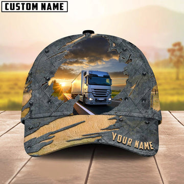 Joycorners Personalized Name Grey Truck Trucker Classic Cap 2023