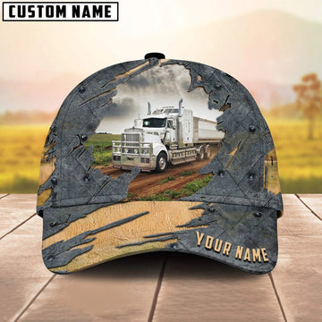 Joycorners Personalized Name White Truck 03 Trucker Classic Cap 2023