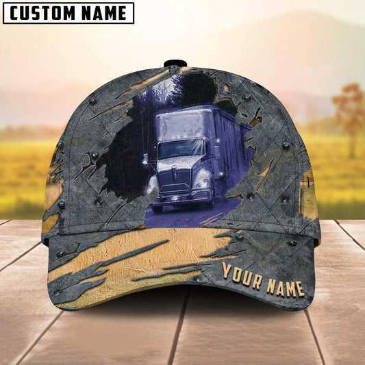 Joycorners Personalized Name White Truck 02 Trucker Classic Cap 2023