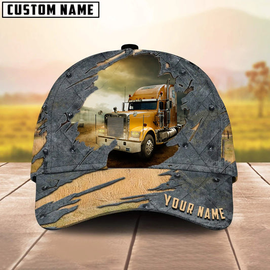 Joycorners Personalized Name Orange Truck 03 Trucker Classic Cap 2023