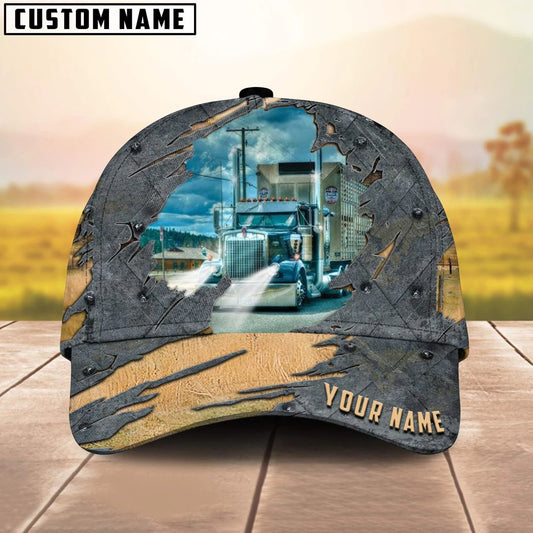 Joycorners Personalized Name Blue Truck 04 Trucker Classic Cap 2023