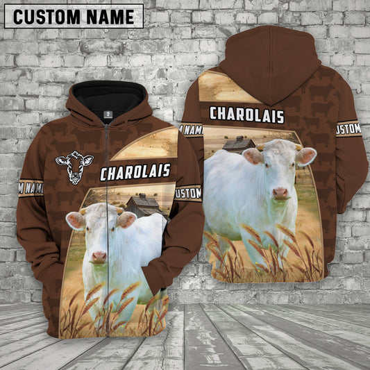 Joycorners Charolais Brown Farm Personalized 3D Hoodie