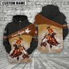 Joycorners Bronc Riding Custom Name Printed 3D Black Hoodie