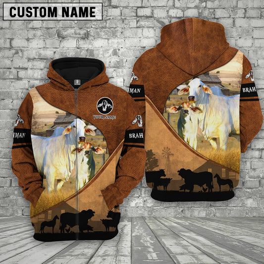 Joycorners Brahman Farming Dark Brown Personalized 3D Hoodie