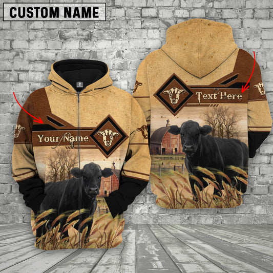 Joycorners Black Angus On Farms Custom Name Printed 3D Hoodie
