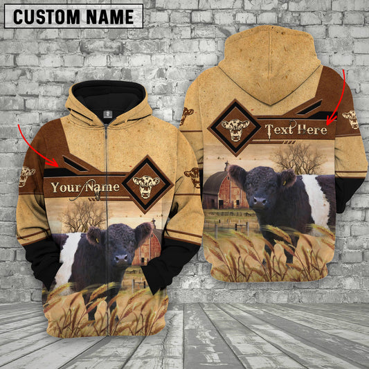 Joycorners Belted Galloway On Farms Custom Name Printed 3D Hoodie