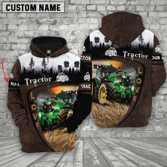 Joycorners Tractor On Farms Custom Name Printed 3D Wooden Forest Hoodie