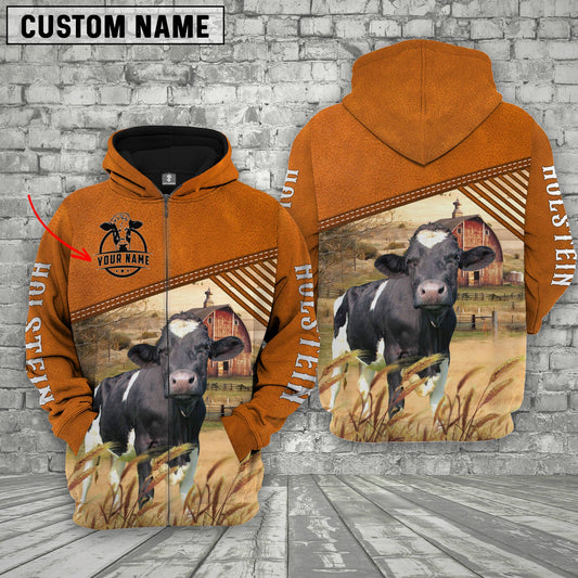 Joycorners Personalized Name Holstein Barn Farm 3D Hoodie