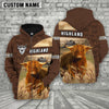 Joycorners Highland Brown Farm Personalized 3D Hoodie