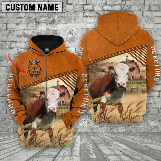 Joycorners Personalized Name Hereford Barn Farm 3D Hoodie