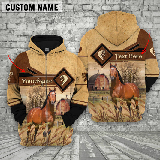 Joycorners Horse On Farms Custom Name Printed 3D Hoodie