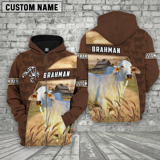 Joycorners Brahman Brown Farm Personalized 3D Hoodie